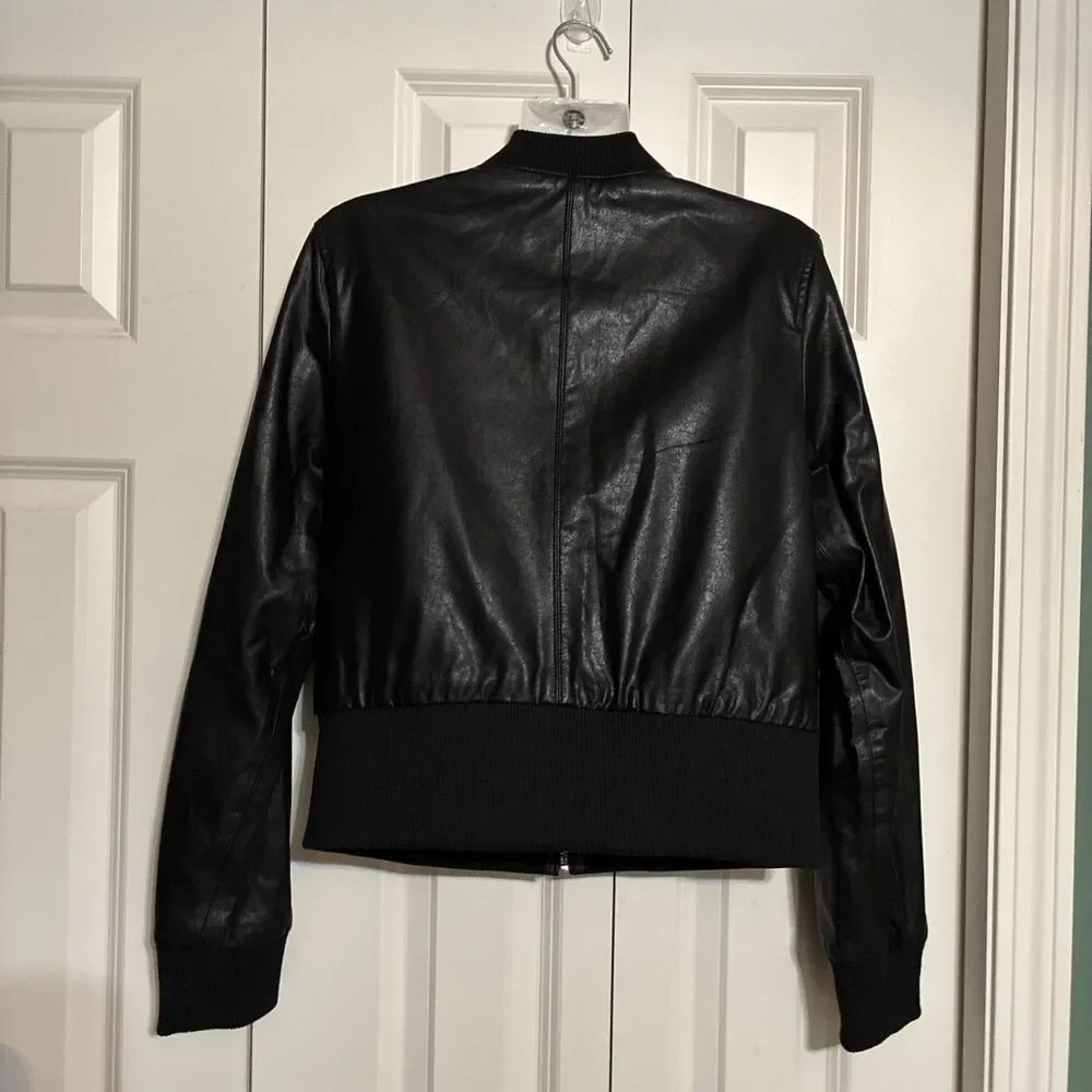 Banana Republic Vegan Leather Cropped Bomber Moto Jacket S $295 Retail